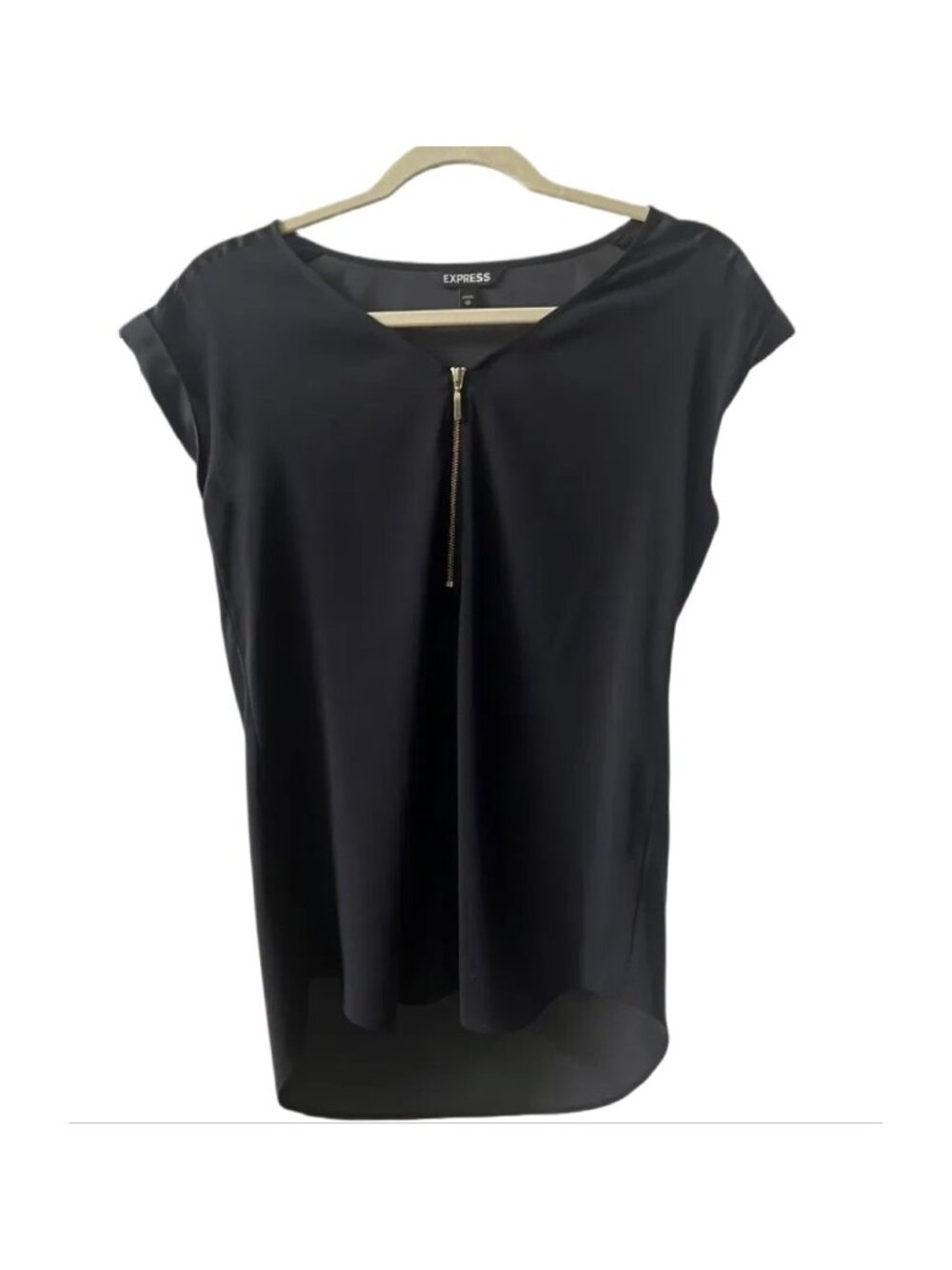 EXPRESS Black Zip Front Blouse XS